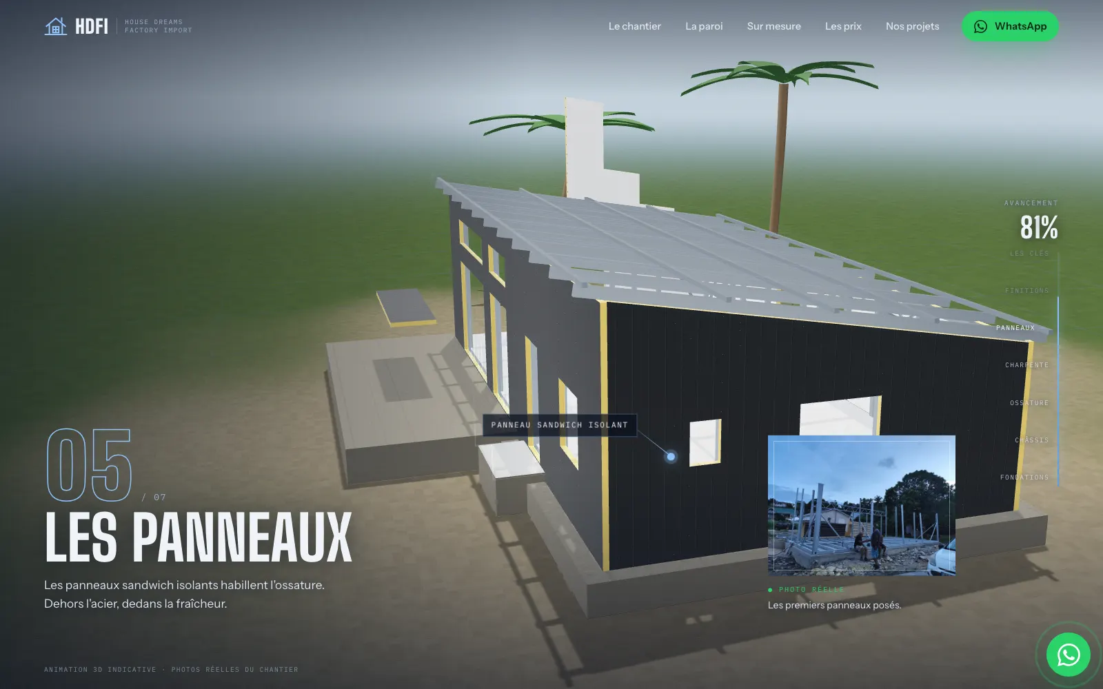 La villa presque terminée, panneaux posés