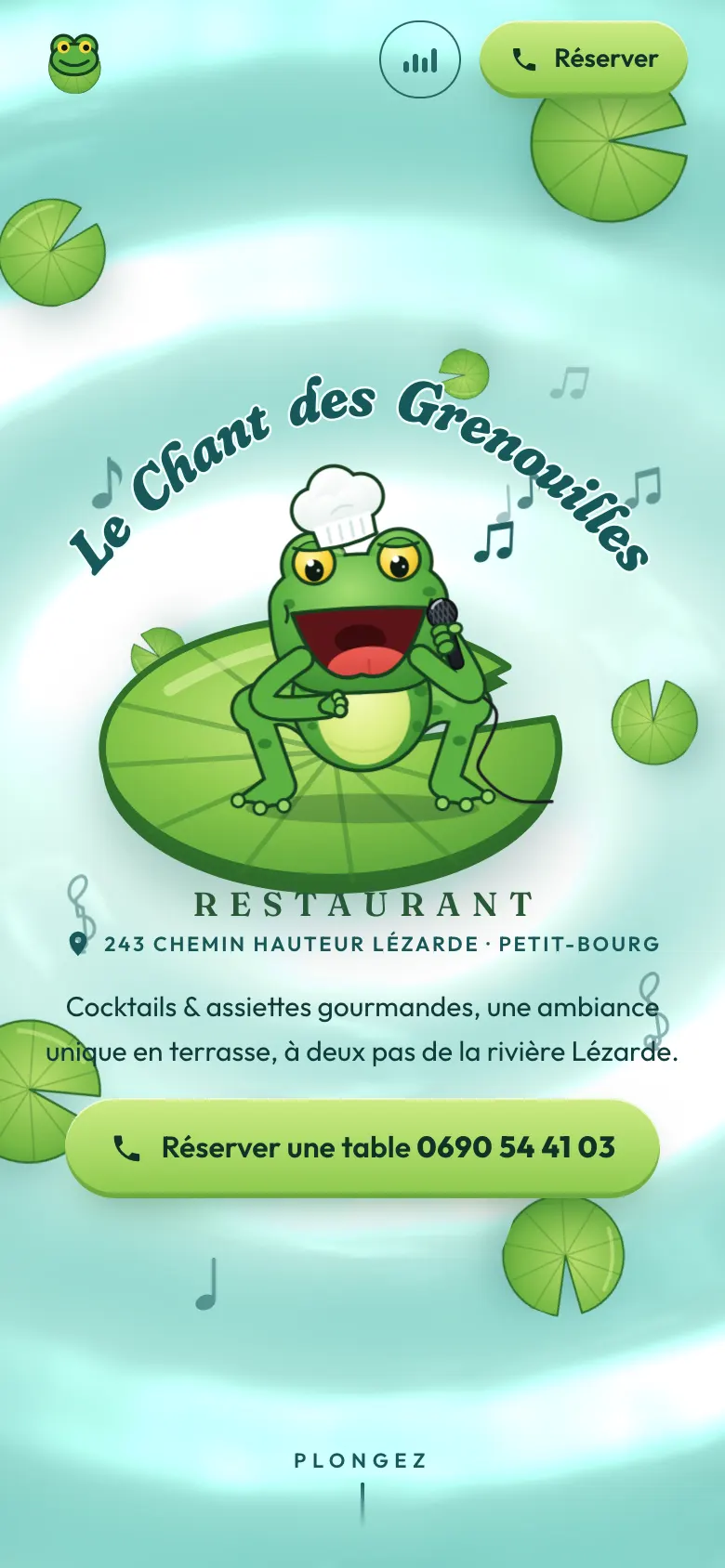 L’accueil du Chant des Grenouilles sur téléphone