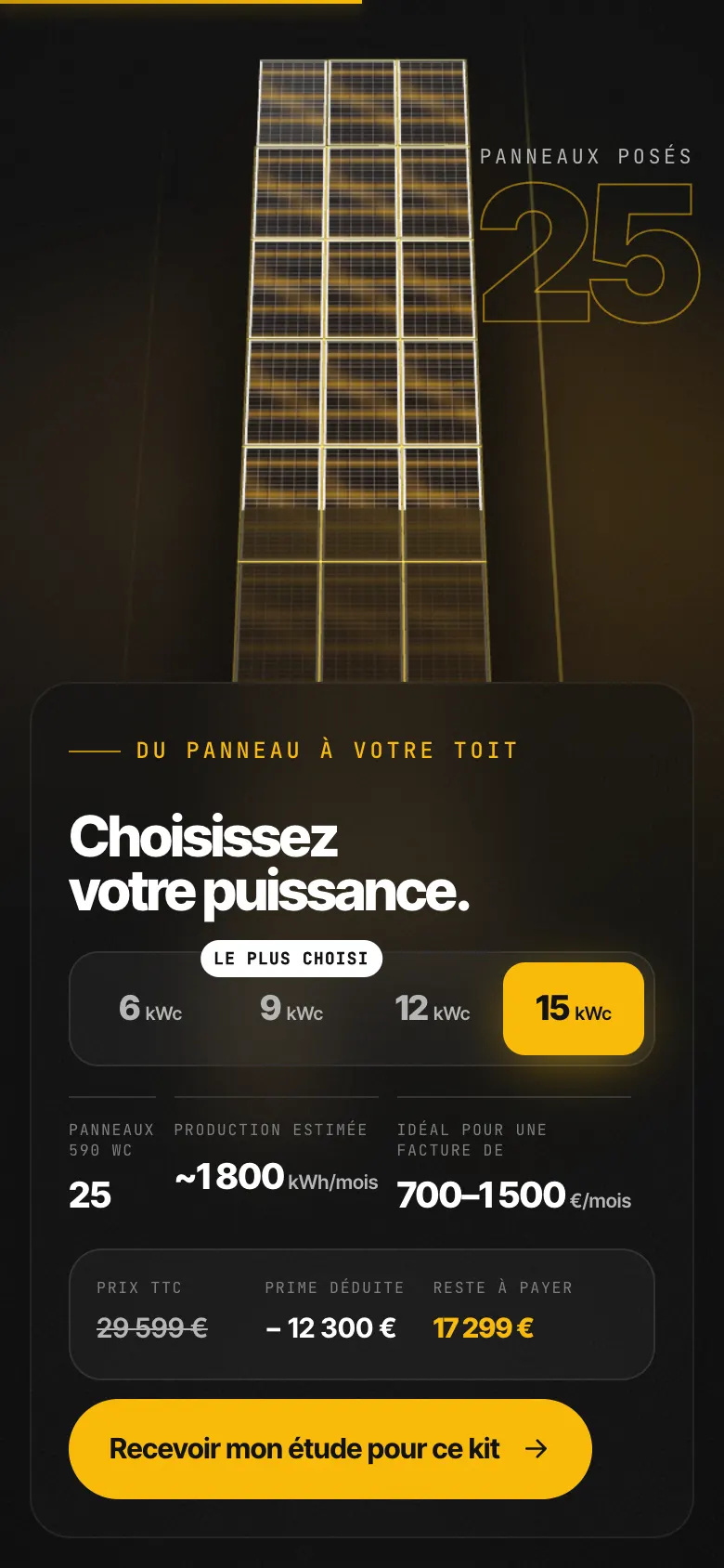 Le comparateur de kits sur téléphone