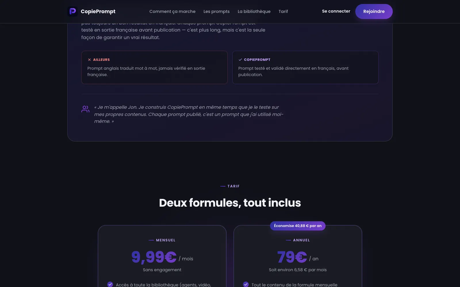 Formules d’abonnement CopiePrompt