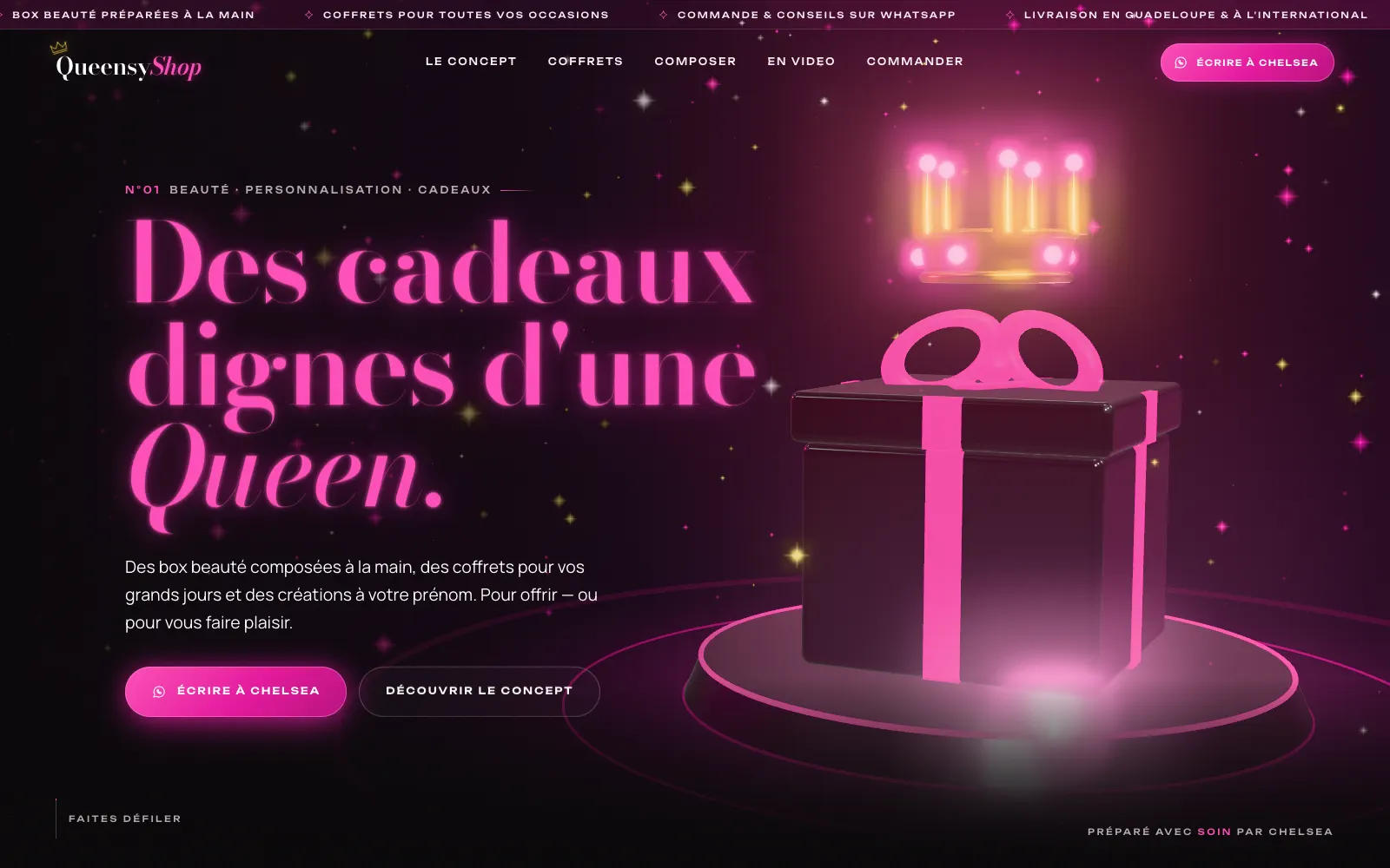 QueensyShop : « Des cadeaux dignes d’une Queen », coffret néon en 3D