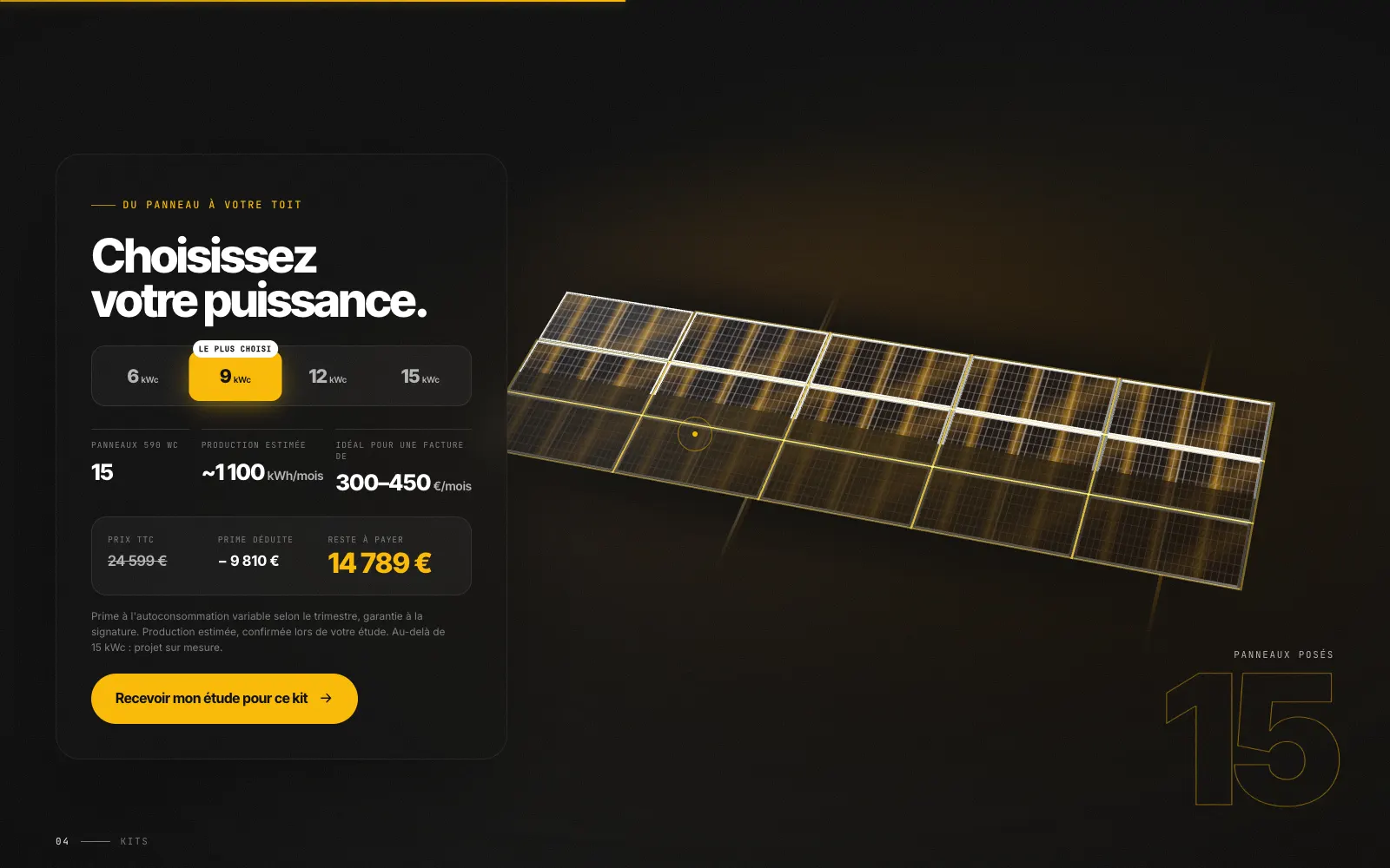 Comparateur de kits solaires animé