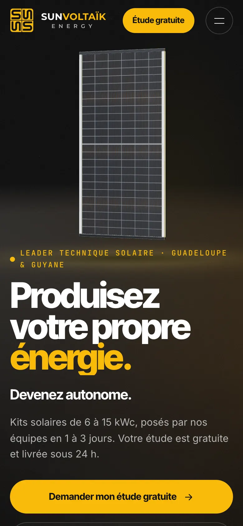 Le site Sun Voltaïk Energy sur mobile